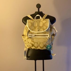 Coach backpack, cream color.